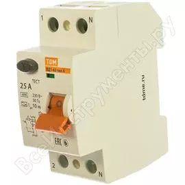 Узо TDM ELECTRIC ВД1-63 2Р 25А 10мА тип А SQ0203-0075