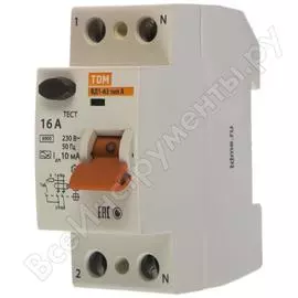 Узо TDM ELECTRIC ВД1-63 2Р 16А 10мА тип А SQ0203-0092