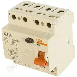 Узо TDM ELECTRIC ВД1-63S 4Р 63А 100мА SQ0203-0072