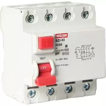 Устройство защитного отключения ВТМ УЗО ВД1-63 ВТМ00041902