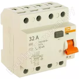 Узо TDM ELECTRIC ВД1-63 4Р 32А 30мА SQ0203-0035