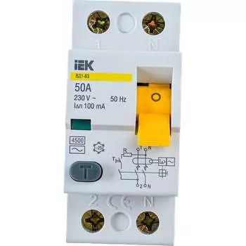 Узо IEK ВД1-63 2п, AC, 50А, 100мА MDV10-2-016-034