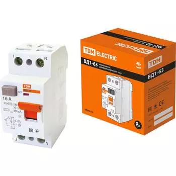 Узо TDM ВД1-63 2Р, 16 А, 30 мА SQ0203-0004