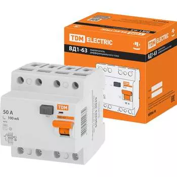 Узо TDM ELECTRIC ВД1-63 4Р 50А 100мА SQ0203-0039