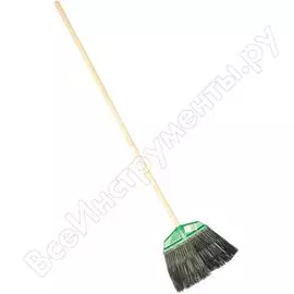 Веерная распушенная полипропиленовая метла с черенком 400 х 175 мм сибртех 63222