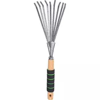 Веерные мини-грабли для листьев с деревянной ручкой и мягкой накладкой Gigant