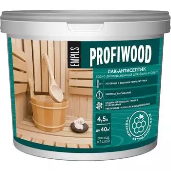 Влагостойкий водно-дисперсионный полиакриловый лак-антисептик для бань и саун Profiwood 63083