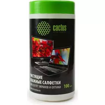 Влажные салфетки для экранов и оптики Cactus 901280