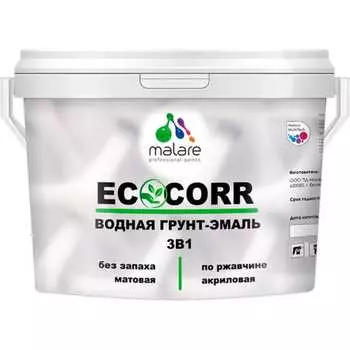 Водная грунт-эмаль для металлических поверхностей MALARE EcoCorr атлантида, 10 кг 2036770271171