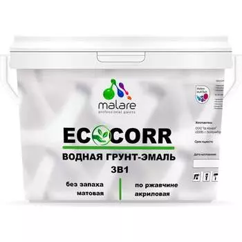 Водная грунт-эмаль для металлических поверхностей MALARE EcoCorr горький шоколад, 10 кг 2036770786477