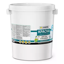 Водно-дисперсионная краска для стен и потолков лакра белоснежная, 40 кг 90002277470