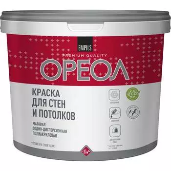 Водно-дисперсионная полиакриловая краска для стен и потолков для внутренних работ ОРЕОЛ 5396