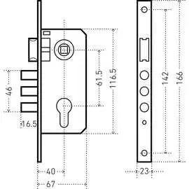 Врезной замок Аллюр 132/3-61А1232 CP 6802