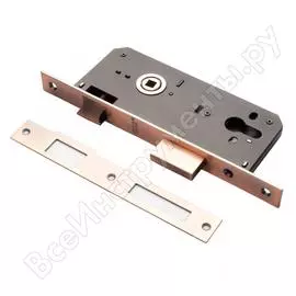 Врезной замок ренц 85х45 мм, 1 большой ригель и защелка, медь античная inlbb 8545-2/1 ac