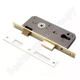 Врезной замок ренц 85х45 мм, 1 большой ригель и защелка, латунь блестящая inlbb 8545-2/1 pb