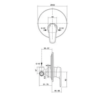 Встраиваемый смеситель для ванны/душа Vidima