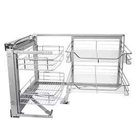 Выкатная корзина волшебный уголок lemax prof левый с доводчиком, хром vu-01-900-dl