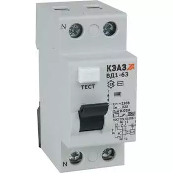 Узо КЭАЗ (УЗО) 2п 25А 30мА тип AC ВД1-63 2225 УХЛ4 221903