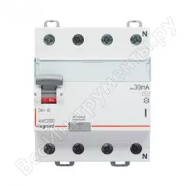 Выключатель дифференциального тока legrand dx3 4п 80а ac 300ма n спр. 411725