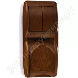 Двухклавишный выключатель и розетка Lezard NATA 710-0800-173