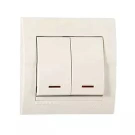 Выключатель Lezard х2 с подсветкой ПБТ крем 702-0303-112