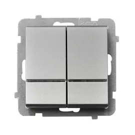 Выключатель ospel sonata, 2-клавишный, с подсветкой, без рамки, матовое серебро lp-2rs/m/38