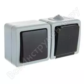 Выключатель с заземленной розеткой volsten v01-43-v1r-s marin grey, 9451