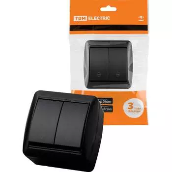 Выключатель TDM ELECTRIC на 2 направления 2-кл. открытой установки IP44 10А графит "Селигер" SQ1818-0312