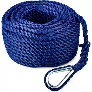 Якорный трёхпрядный трос (конец) Skipper SK-TAN3ST1250BL