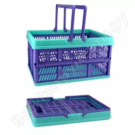 Ящик-корзина порядкофф sunduk fb-145 светло-фиолетовый/зеленый с фиолетовой ручкой 4606400055686 к