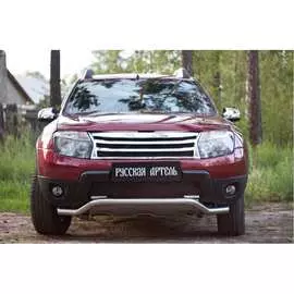 Защитная сетка переднего бампера (дхо+обвес) для Renault Duster 2010-2014 Русская Артель