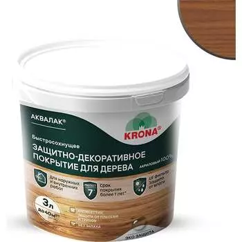 Защитно-декоративный лак для дерева KRONA Аквалак 66365408