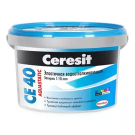 Затирка для швов henkel ceresit ce 40 эластичная, с антигрибковым эффектом, темно-синий 2кг 1297277