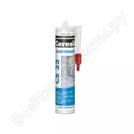 Затирка для швов henkel ceresit cs 25 эластичная, силиконовая, с антигрибковым эффектом, белый 280мл 1095674