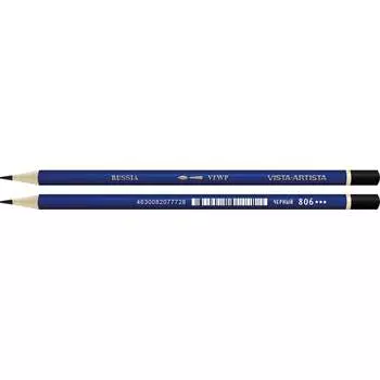 Заточенный акварельный карандаш Vista-Artista 806 Черный, Black 611374