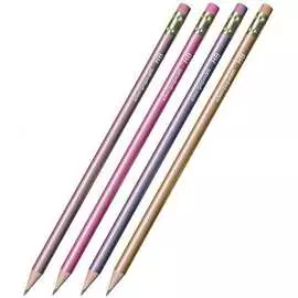 Заточенный круглый чернографитный карандаш SCHOOLFORMAT METALLIC КЧ14-HB