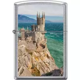 Зажигалка zippo ласточкино гнездо, с покрытием street chrome, 36х12х56 мм, 207_crimea