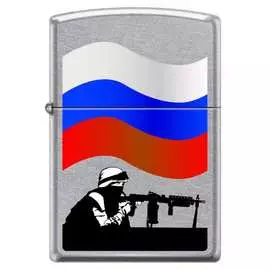 Зажигалка zippo защитник отечества, с покрытием street chrome, 38x13x57мм, 207 russian soldier