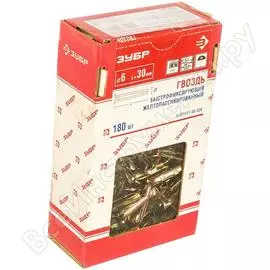 Быстрофиксирующиеся желтопассивированные гвозди ЗУБР 6,0x30 мм (180 шт.) 4-301411-06-030