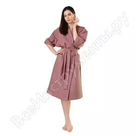 Женский вафельный халат вотекс кимоно, размер 44-46, пудра 756 0810-154171001-46170