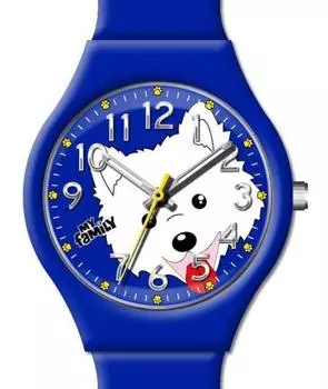 Часы My Family colors Шпиц белый синий