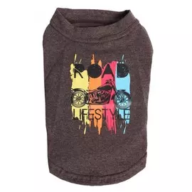 для собак Lion Футболка LM11001-14 с нанесением Размер XL хлопок 95%, лайкра 5%. коричневый 32-34 см