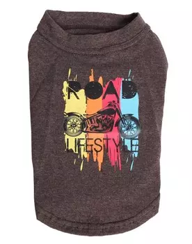 для собак Lion Футболка LM11001-14 с нанесением Размер XL хлопок 95%, лайкра 5%. коричневый 32-34 см