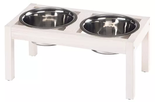 Ferplast Деревянная подставка DESCO WOOD 03 с металлическими мисками KC54 1,7 л для кошек и собак бежевый 18,2х36х16 см