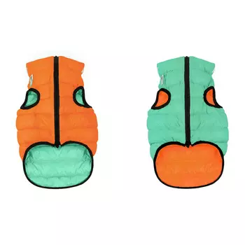 Комбинезон для собак AiryVest Курточка двухсторонняя светящаяся Lumi салатово-оранжевая 22 унисекс нейлон xs