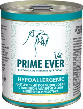 корм Prime Ever VET Hypoallergenic влажный корм при пищевой аллергии диета диета для собак 0,34 кг