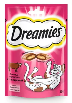 Лакомство для кошек Dreamies подушечки с говядиной 0,03 кг