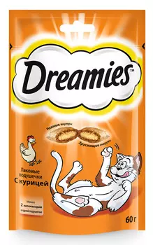 Лакомство для кошек Dreamies подушечки с курицей 0,06 кг