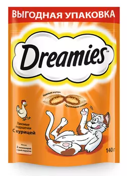 Лакомство для кошек Dreamies подушечки с курицей 0,14 кг