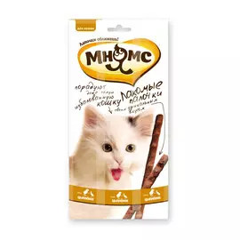 Лакомство для кошек Мнямс с цыпленком и уткой лакомые палочки 13.5 см 0,015 кг
